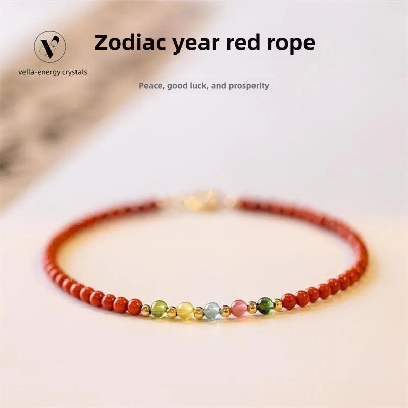 VEC-flower series- Small Tourmaline and Red Bracelet