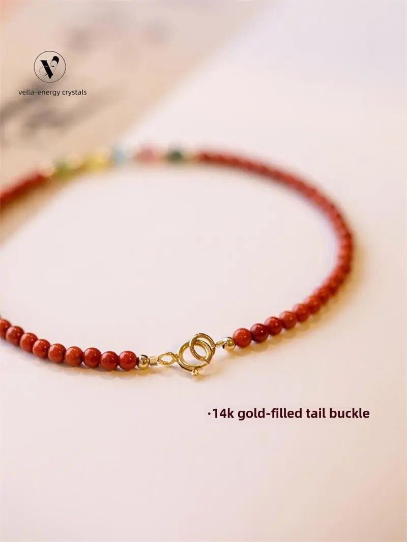 VEC-flower series- Small Tourmaline and Red Bracelet