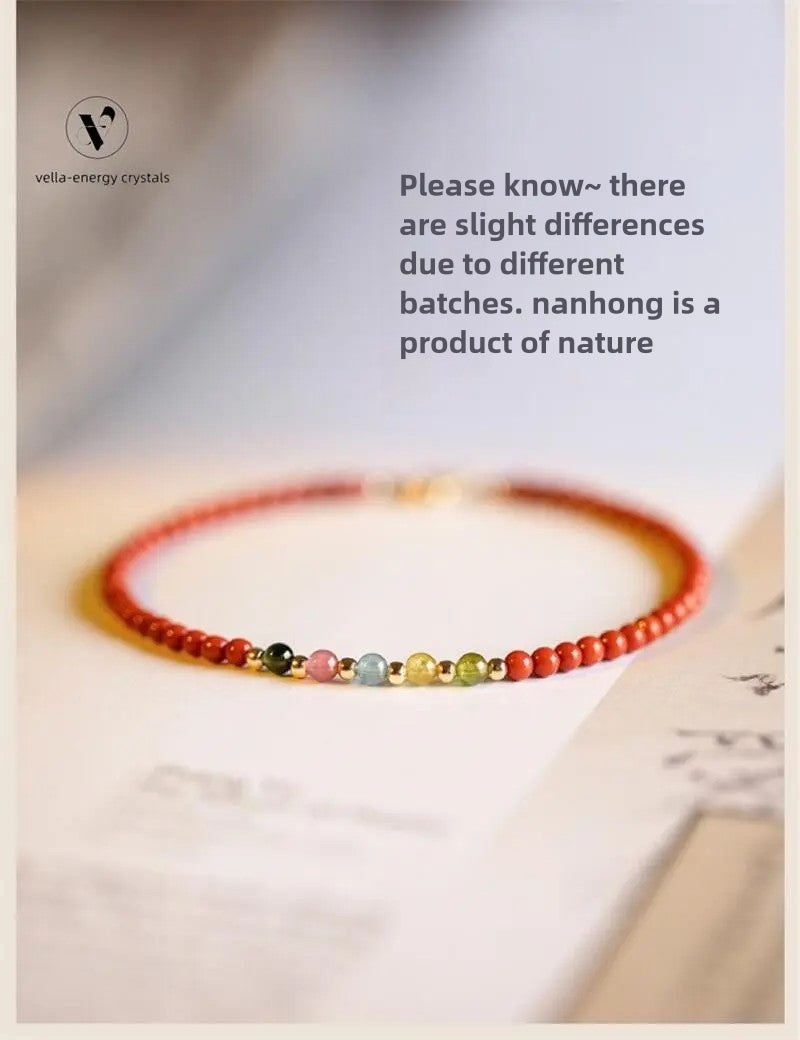 VEC-flower series- Small Tourmaline and Red Bracelet