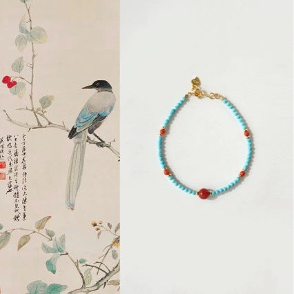 Turquoise and Nanhong Agate Bracelet