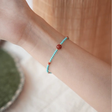 Turquoise and Nanhong Agate Bracelet