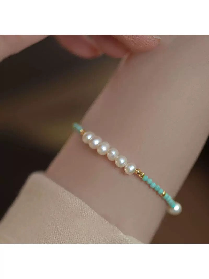 Freshwater Pearl and Turquoise Bracelet