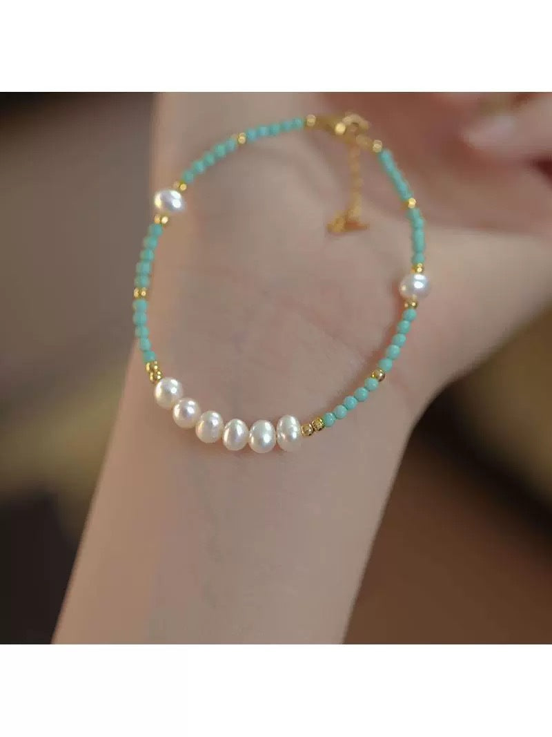 Freshwater Pearl and Turquoise Bracelet