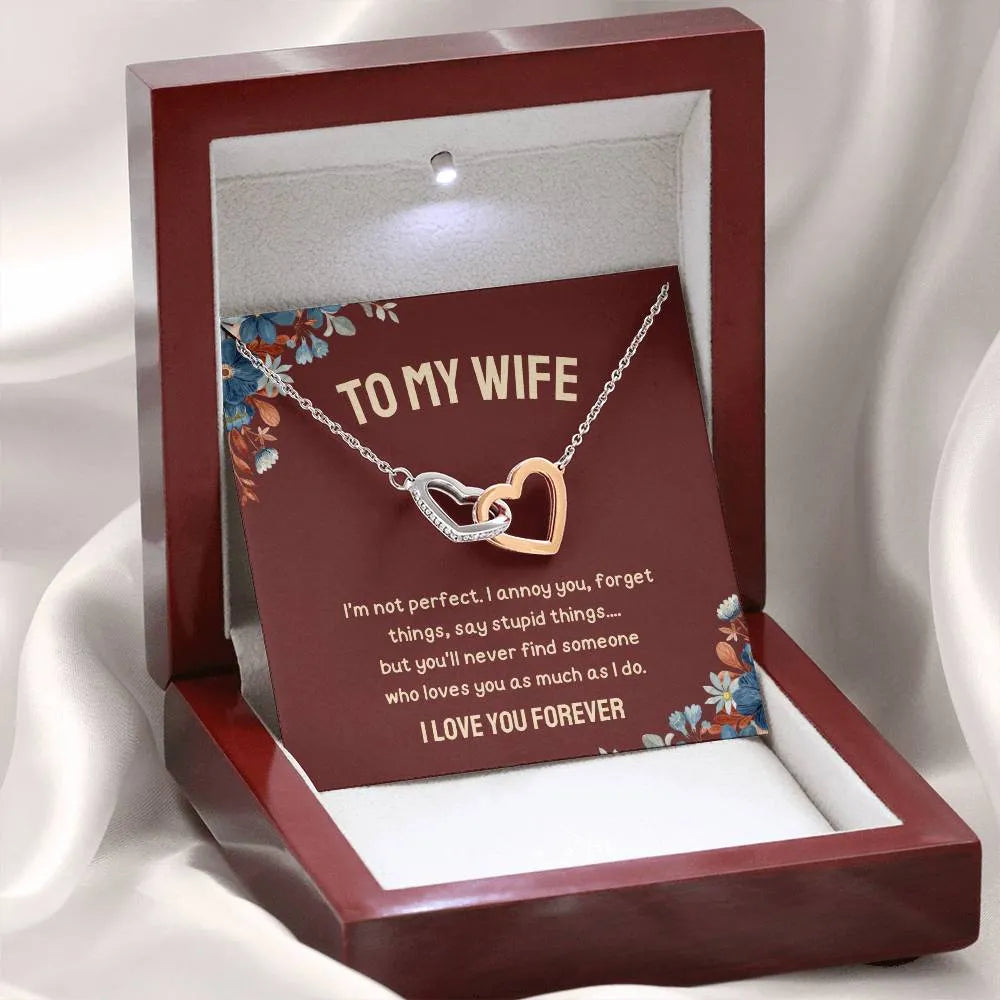 To My Wife - I Love You Forever - Interlocking Heart Necklace